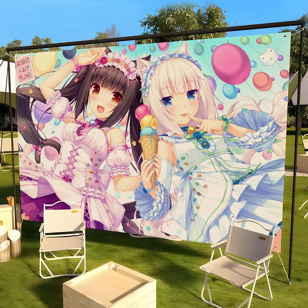 Klassische schöne N-Nekopara-Mädchen-Flagge für Wohnzimmer, Zuhause, Wohnheim, Dekoration, Wand, Outdoor, Camping, Party, Banner, Geschenke – Detail 8