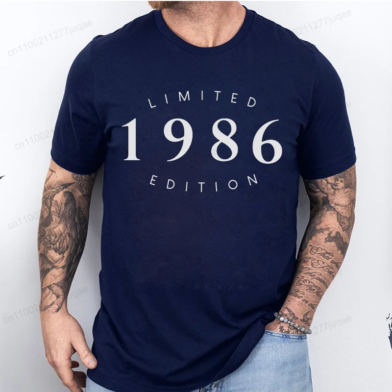 Men's Limited Edition 40th Birthday Print T-Shirt Oversized Vintage Perfect Birthday 1986 Graphic Tees for Men Women Summer Tops