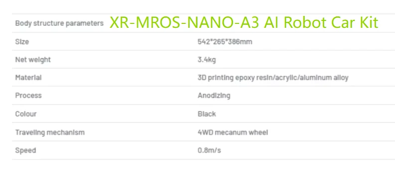 XiaoRGEEK XR-MROS-NANO-A3 AI Robot Car Kit, Jetson Nano Powered, RPLIDAR A1, Mecanum Wheels, Robotic Arm & Vision Control