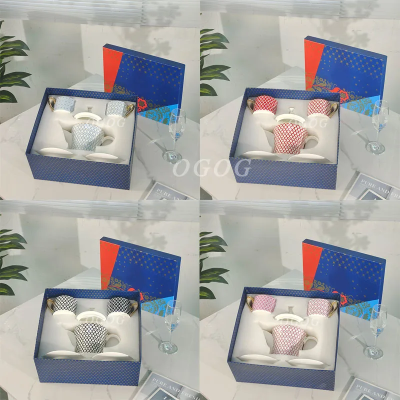 

Серия семиконечной звезды, кофейные чашки и чайник, изысканный чайный сервиз, подарочная коробка, идеально подходящая для подарков