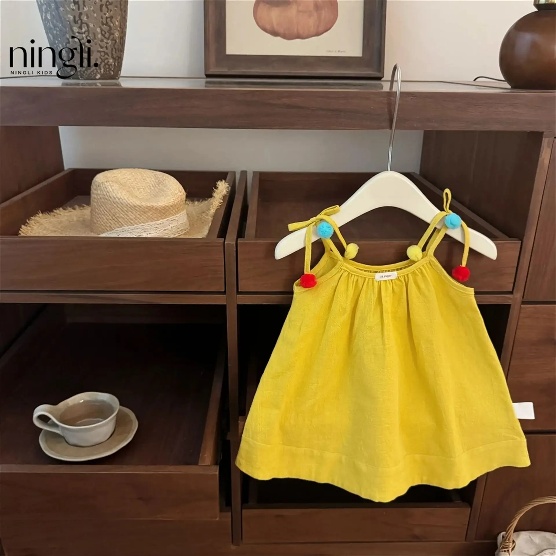 Baby Girl Summer Vacation Yellow Princess Dress Toddler Sunflower Sundress for Beach Holiday Kids Boho Flutter Sleeve Romper