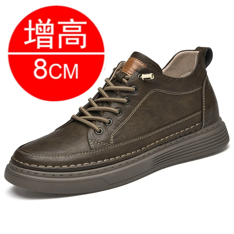 

Genuine Leather Heightening Shoes Elevator Shoes Height Increase Shoes Men Height Increase Insole 6-8CM Men Sneakers Sport Shoes