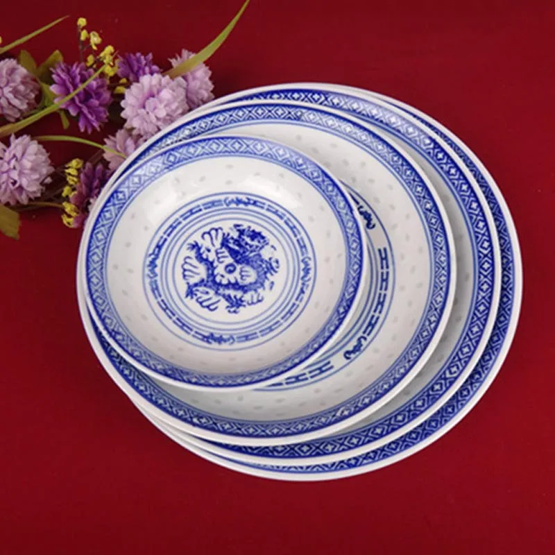 6-9 inch Retro Jingdezhen Blue and White Porcelain Dinner Plates Round Ceramic Food Plate Steak Dish Fruit Cake Holder Tableware