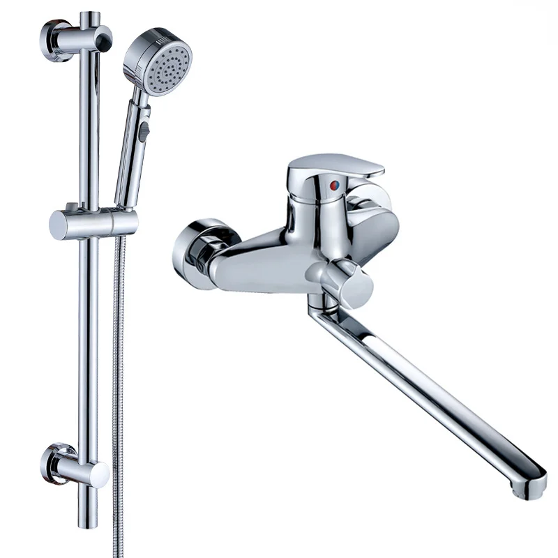 Bathroom Accessories Sets Chrome Extended Bathtub Faucet In-Wall Hot and Cold Water Mixer  Shower  shower faucet