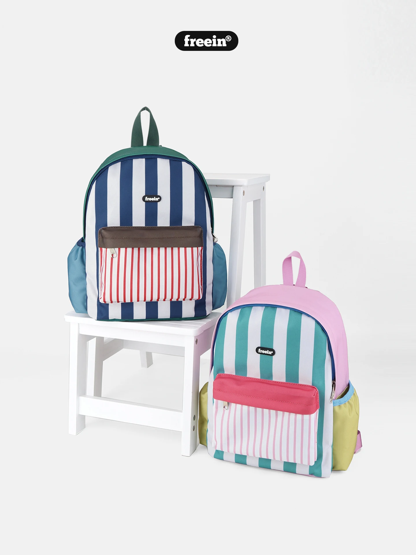 

Freein Original Color Block Striped High Aesthetic Dual Shoulder Children's Backpack Lightweight Travel Backpack for Primary ...