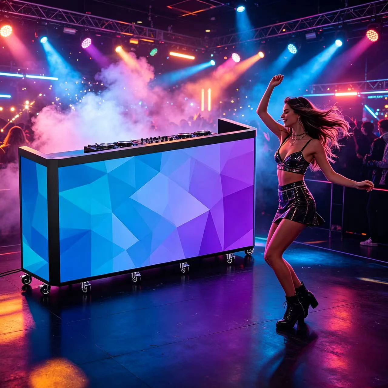 P2.604 Flight case Packing LED DJ Stand Booth 7680HZ Refresh Rate Portable Stage Folding DJ Booth LED Display for Club bar