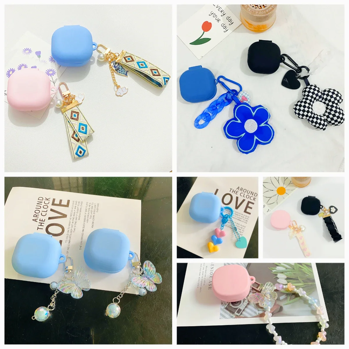 ل Soundcore P30i حافظة موضة زهرة قلادة الحبل/لطيف الدب سماعة سيليكون غطاء لغطاء soundcore p30i