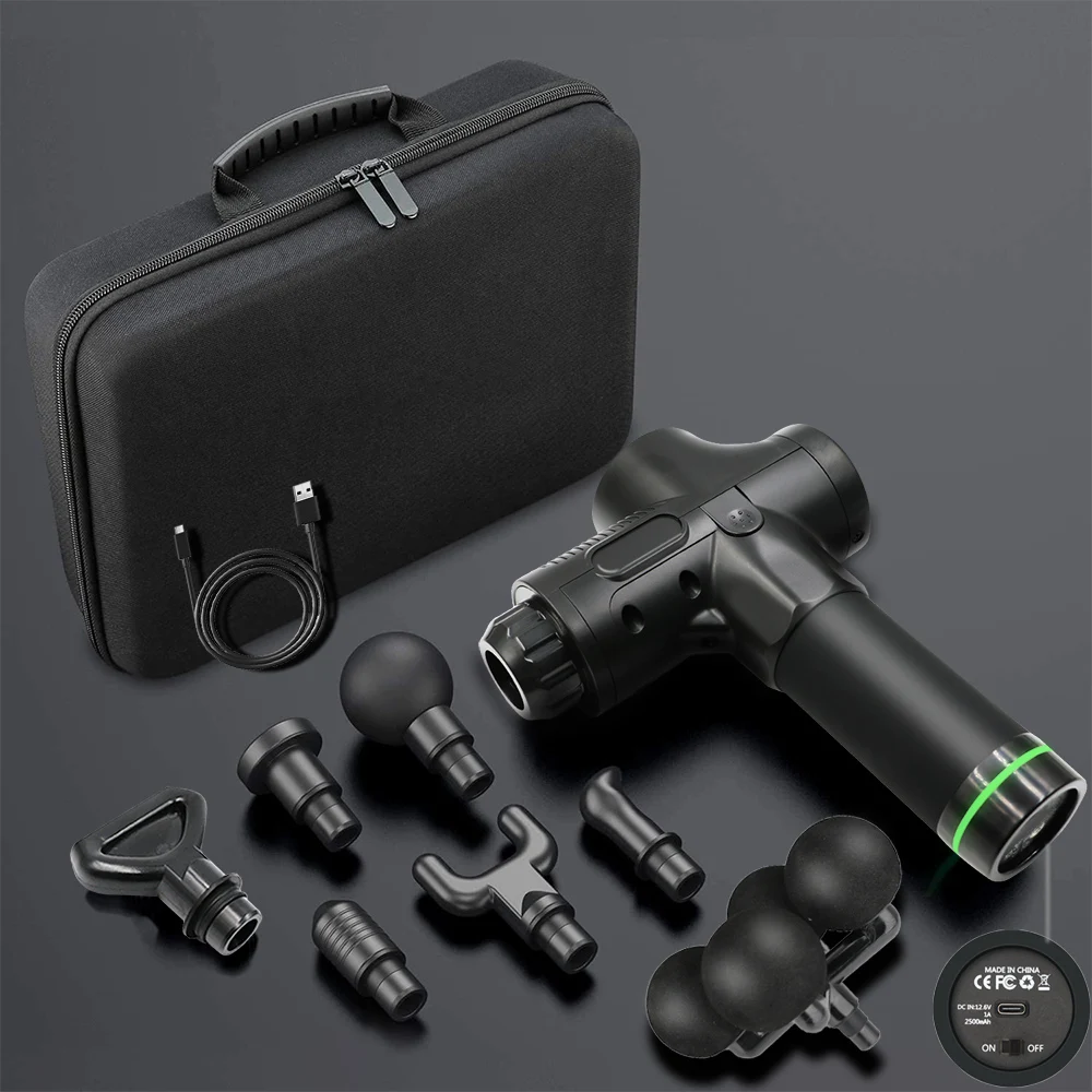XFOX 4x Impact Deep Muscle Massage Gun Electric Percussion Pistol Massager For Body Neck Back Leg Fitness Tool 30 Levels