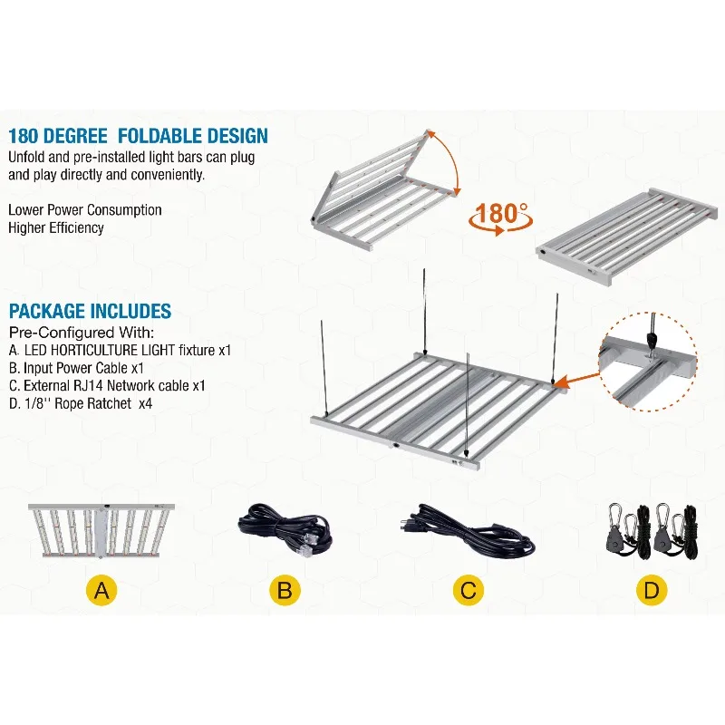4x6FT طوي الطيف الكامل أدى النمو ضوء نموذج E 1000W للنمو الداخلي والرأسي #6