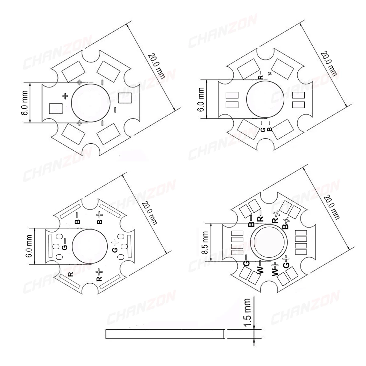 1W 3W 5W Star Heat Sink SMD PCB Board Aluminum Base Plate Substrate DIY 20Mm Cob Circuit For 1 3 5 Watt High Power Led Bead Chip