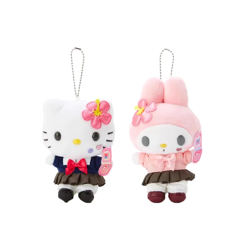 

Набор плюшевых брелоков Sanrio Hello Kitty My Melody: милые мягкие игрушки-подвески для сумок в стиле школьной формы, подарок