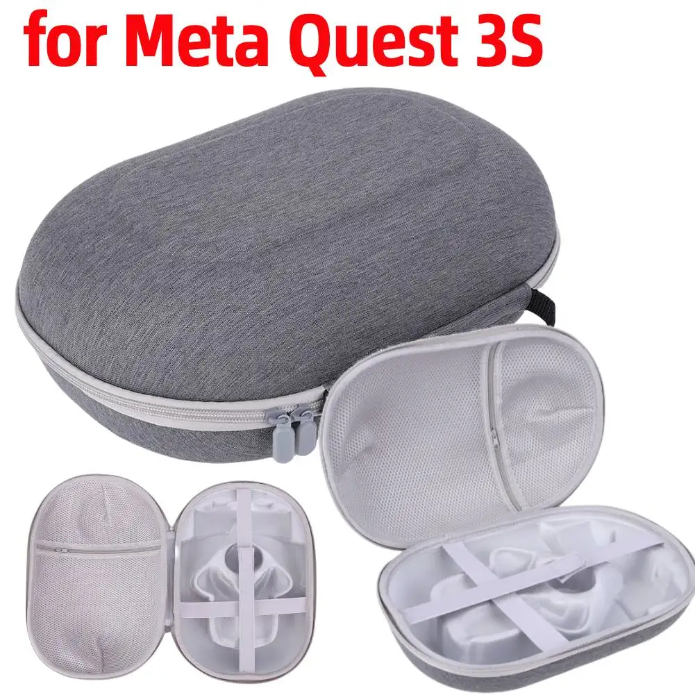 Hard Carrying Case Shockproof Portable Travel Case with Mesh Pocket Hard Shell Case for Meta Quest 3S VR Headset and Accessories