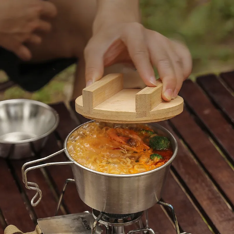 Practical Bamboo Lid with Handle Sealing Easy Clean Sturdy Camping Sierra Bowl Lid