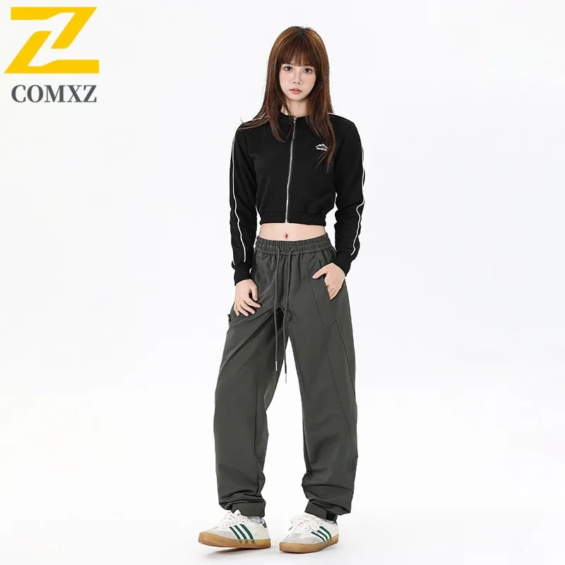 

COMXZ 2023, осенние новые брюки унисекс, американские классические спортивные штаны, уличная одежда на пуговицах до щиколотки, свободные модные повседневные уличные брюки