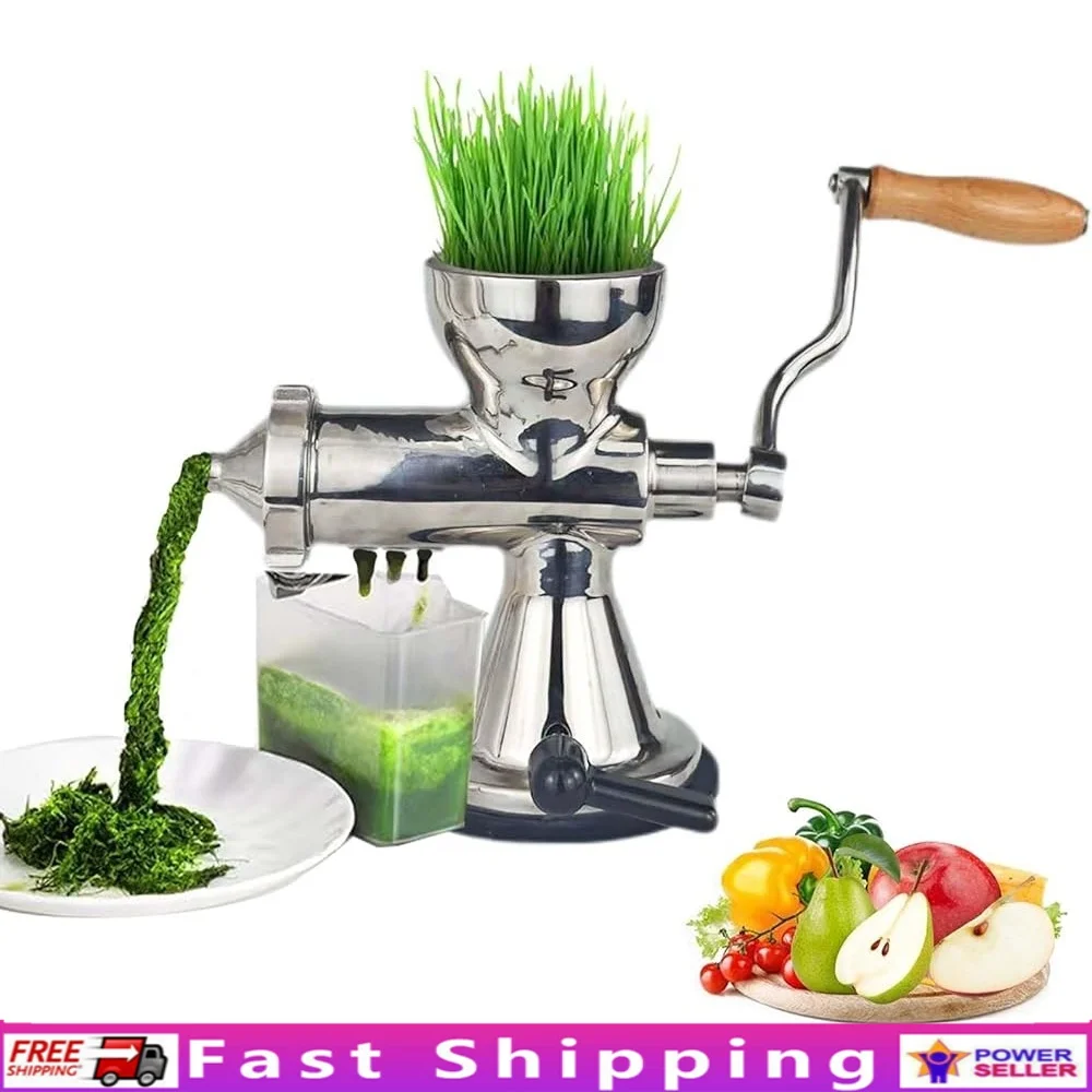 

Manual Wheatgrass Juicer Stainless Steel Hand Crank Cold Press Squeezer Greens Fruits Vegetables Easy Clean Efficient Juice