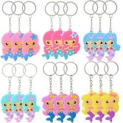 6/12/18/24pcs Cute Mermaid Keychains Silicone Keyrings for Girls Mermaid Themed Birthday Party Favors Baby Shower Party Gifts