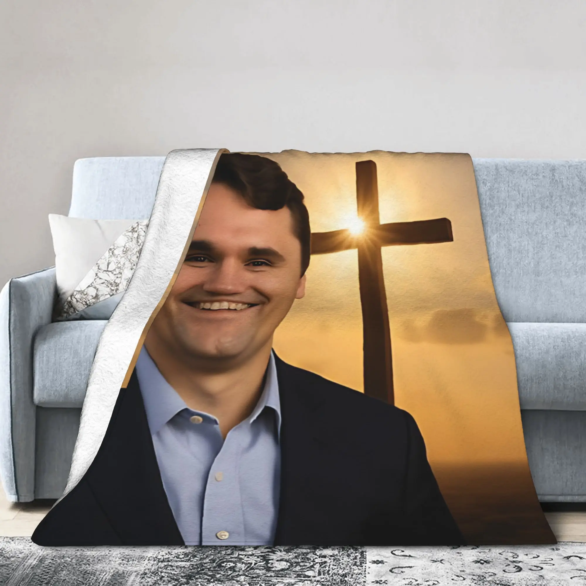 CharlieKirk RIP Knitted Blankets Fleece Angelic Advocate Super Warm Throw Blankets for Home Couch Bedspread