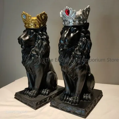 Handicraft ornaments, simple and modern creative home, living room decoration, partition cabinet, Zhaocai Crown Lion