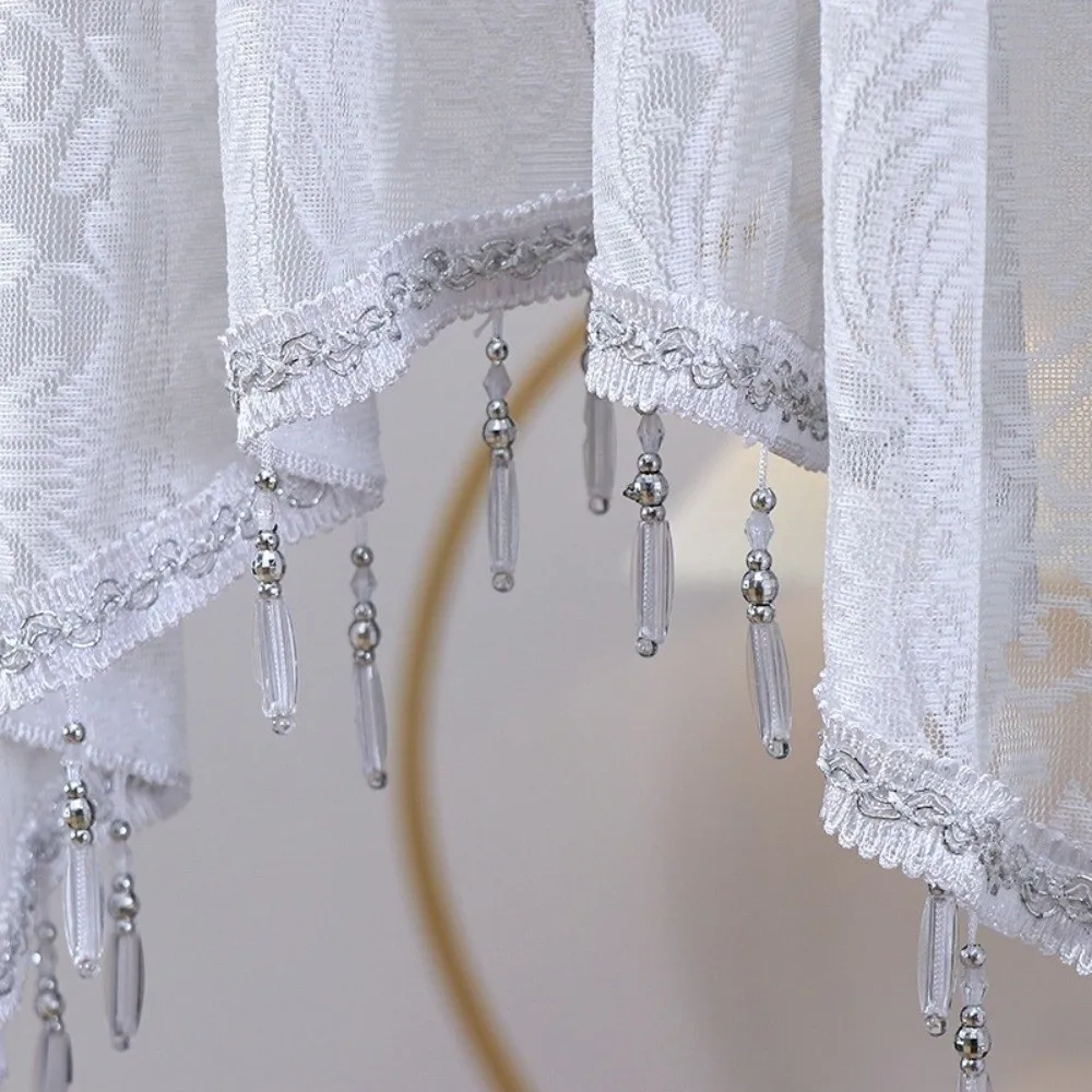 

1/2 шт. Новые регулируемые по длине кружевные полупрозрачные шторы с цветочной вышивкой, легко устанавливаемые, белые, с бисером, для домашнего декора