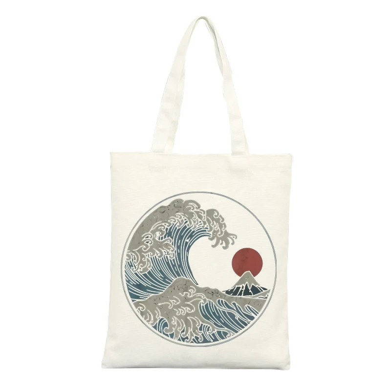 Nature Graphic Canvas Tote Bag with Artistic Print, Ideal for Casual Shopping and Daily Use