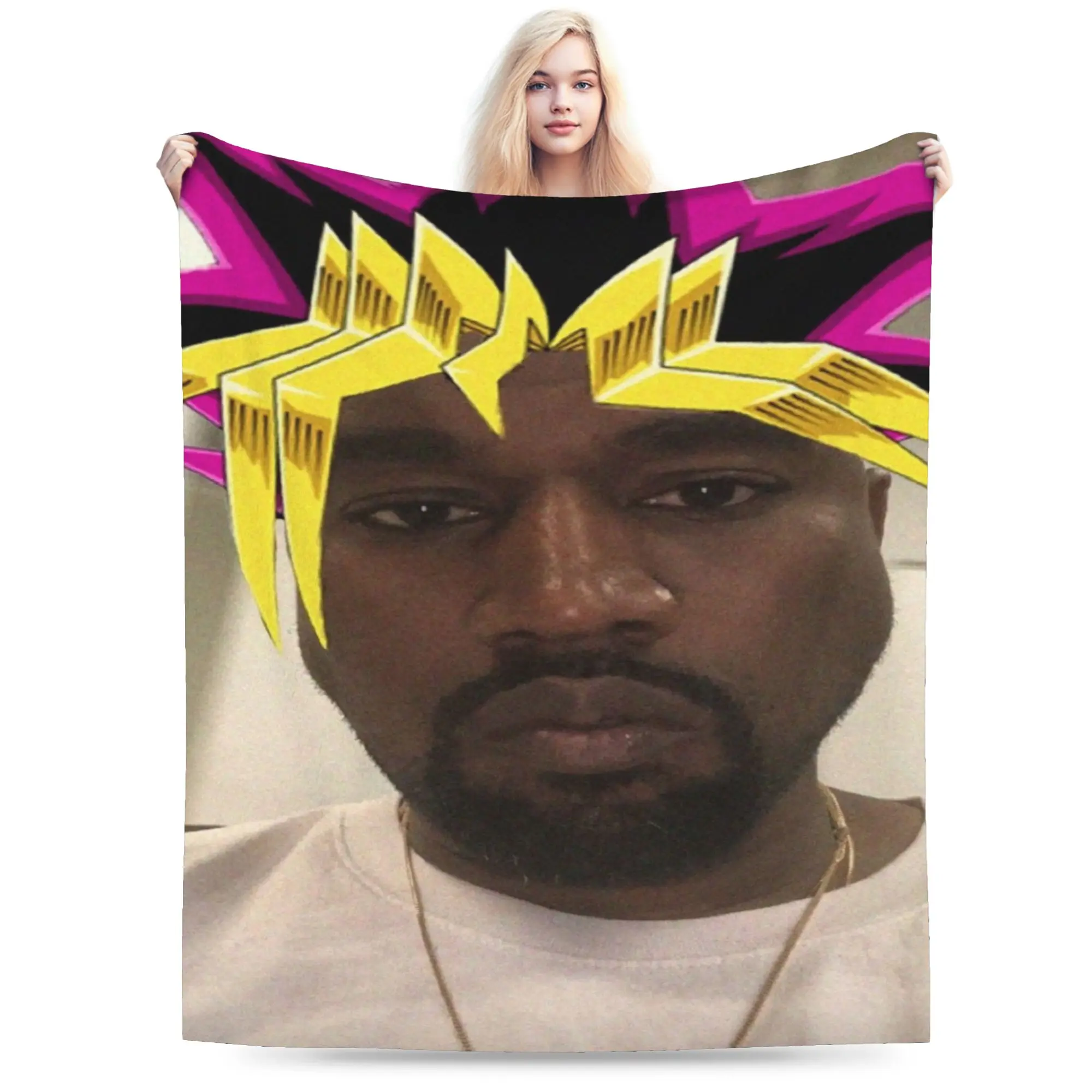 k-kanyes w-wests funny meme Blankets Fleece  Relax Ultra-Soft Throw Blanket for Bedroom Bedding Throws