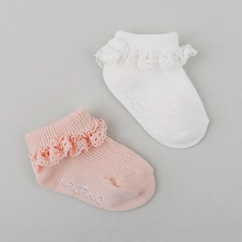 Newborn Baby Girls Socks Non-Slip Autumn Spring Cotton Lace Socks Solid Color Infant Baby Footwear Sock