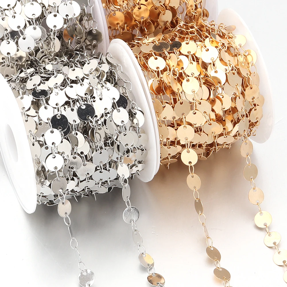 5yard/roll Copper Plating Crafts Chains Metal Sequin Chains For Jewelry Making DIY Fashion Necklace Bracelet Accessories ﻿