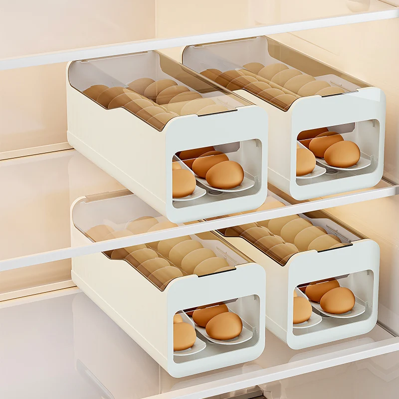 Egg Storage Box, Slide Style Egg Rack, Refrigerator Side Door Storage Rack, Kitchen Storage Box, Timer Preservation Box