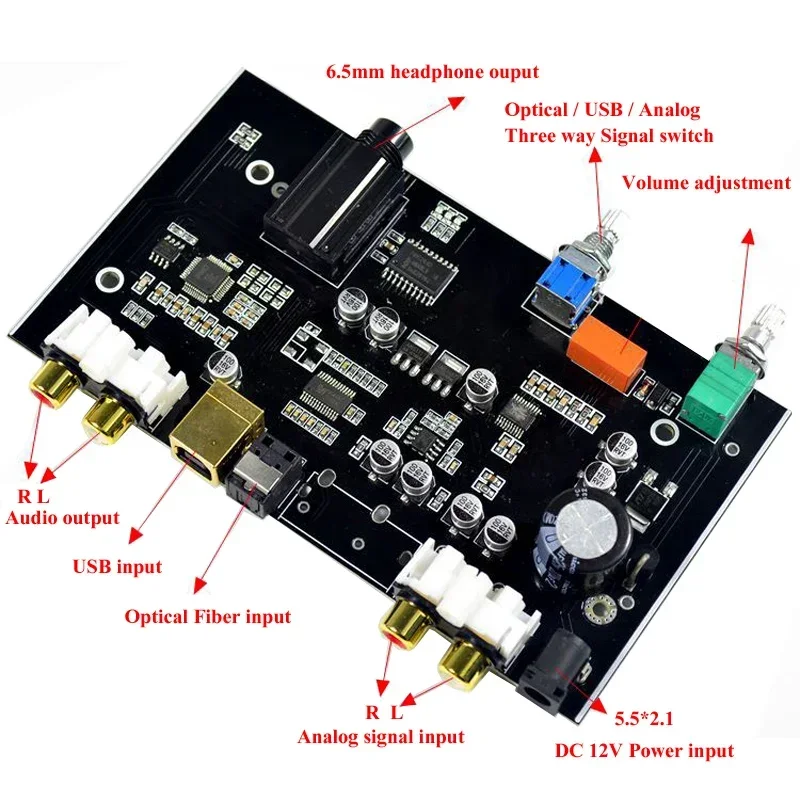 DLHiFi PCM5100 MS8416 DC12V 24bit 192K Optical USB input NE5532 OPAMP DAC With Case For HiFi Amplifier