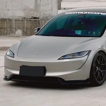 適用於 2023-2024+ 年特斯拉 Highland Model 3 的前保險桿唇邊擴散器車身套件擾流板導流罩改裝配件,黑色碳纖維 10 最佳銷售 特斯拉 Model 3 車身套件 - №10