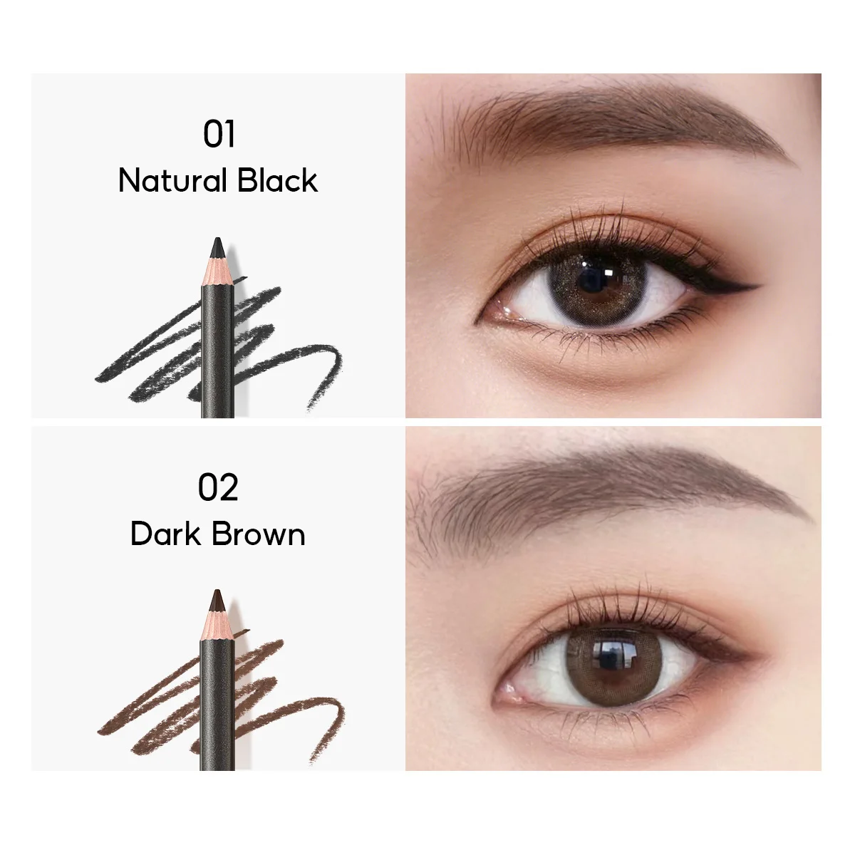 CARSLAN Long-lasting Eyeliner Pencil Waterproof Smudge Proof Quick Drying Easy to Colored Eye Liner Pencil For Beginner Makeup