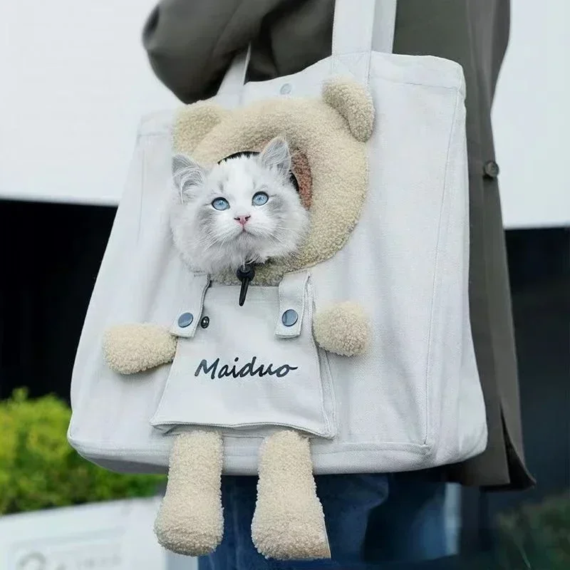 Cat Dog Carrier Bag Canvas Tote Outdoor Transport One Shoulder Bag for Small Dogs Handbag Pouch Puppy Carrier Travel Pet Carrier