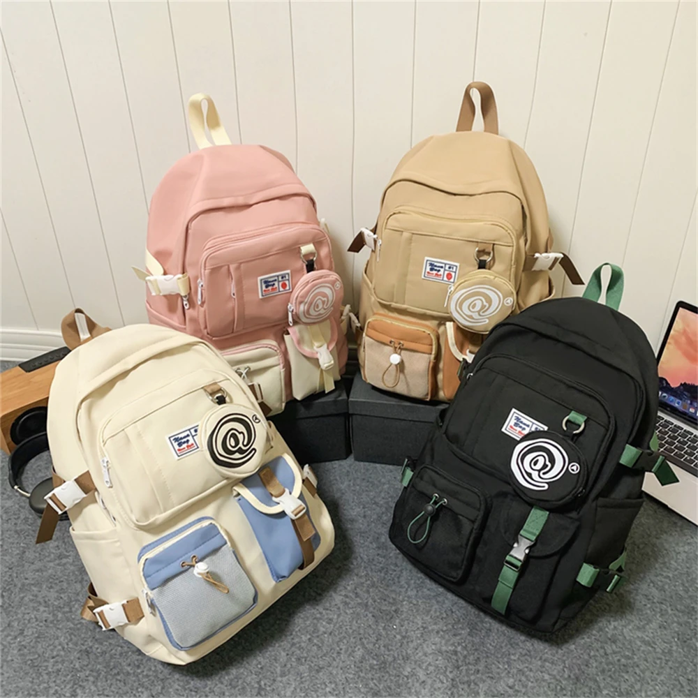 Tas punggung Laptop wanita ransel kuliah nilon tahan air ransel perjalanan Unisex 2023 ransel kapasitas besar baru untuk kantung wanita