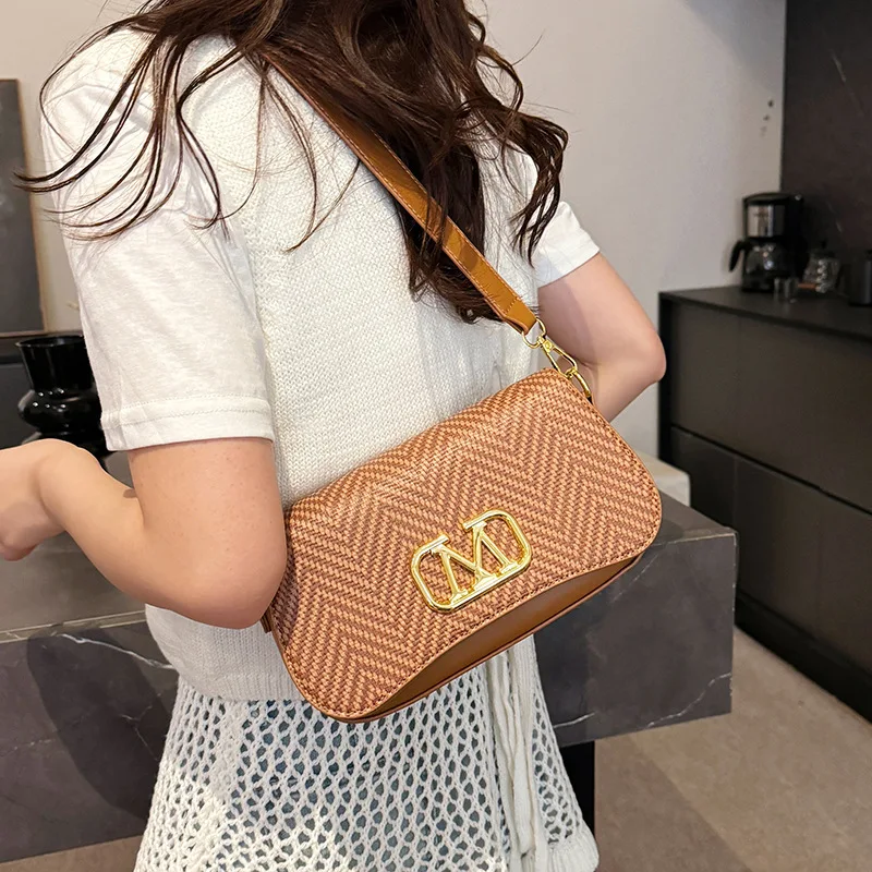 2025 nova bolsa de ombro com trava retrô para mulheres – bolsa crossbody portátil de grande capacidade, bolsa quadrada pequena elegante, moderna e elegante