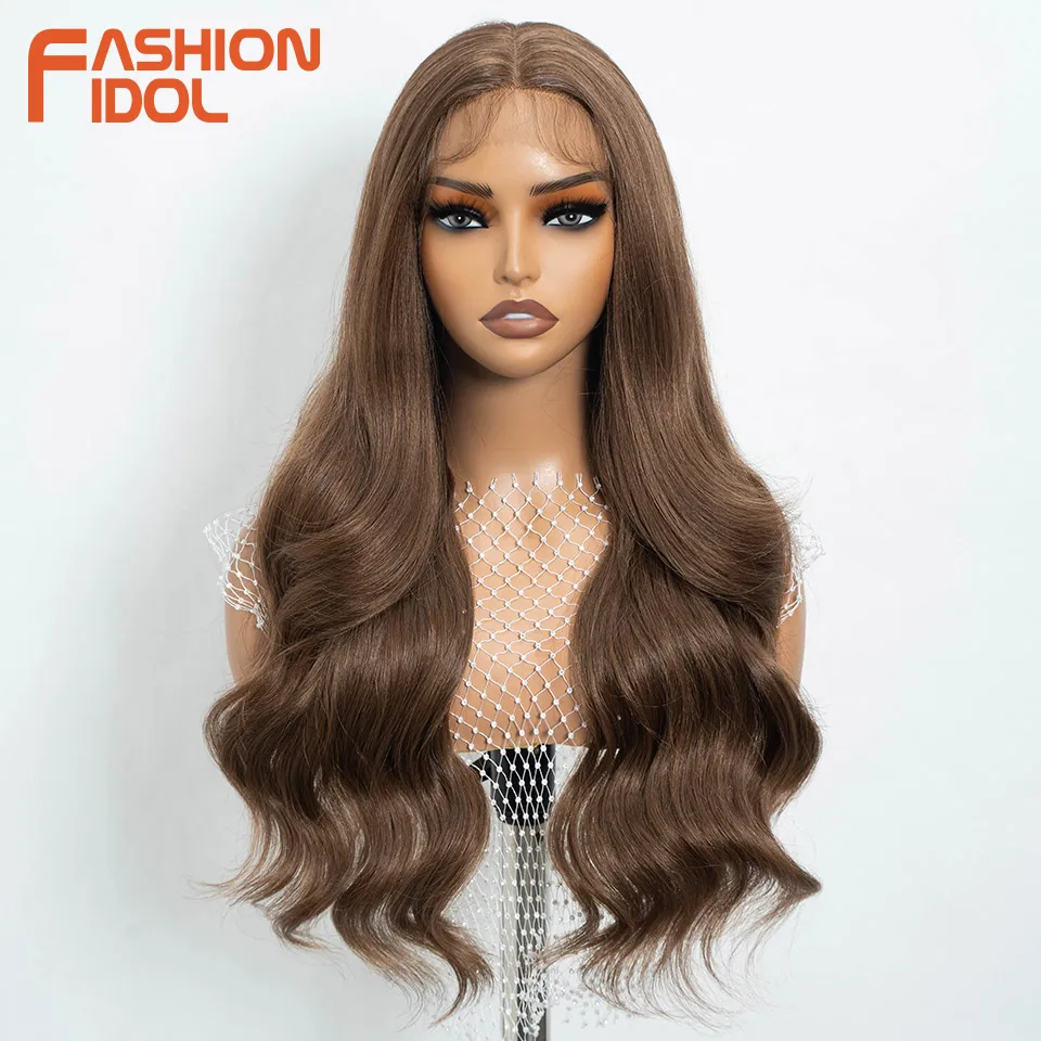 موضة المعبود 26 بوصة الجسم موجة 13*4*1 الدانتيل الباروكات للنساء مصبوغ الباروكات الاصطناعية مع شعر الطفل الباروكات أومبير براون الباروكات اليومية تأثيري