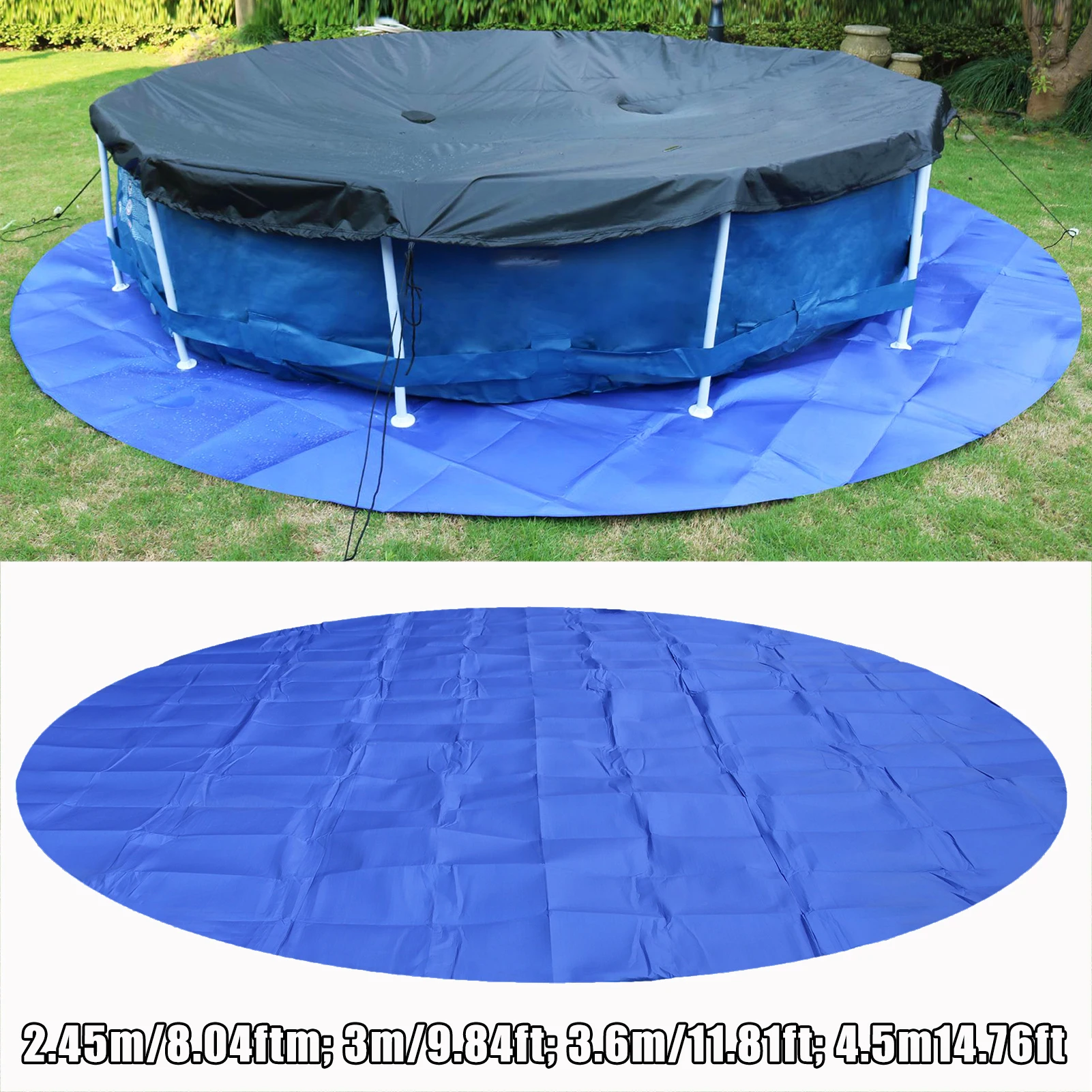 2.45/3/3.6/4.5M Round Pool Liner Pad Protective Pad For Ground Swimming Pools Indoor Outdoor Under Pool Mat Heavy Duty Tarp