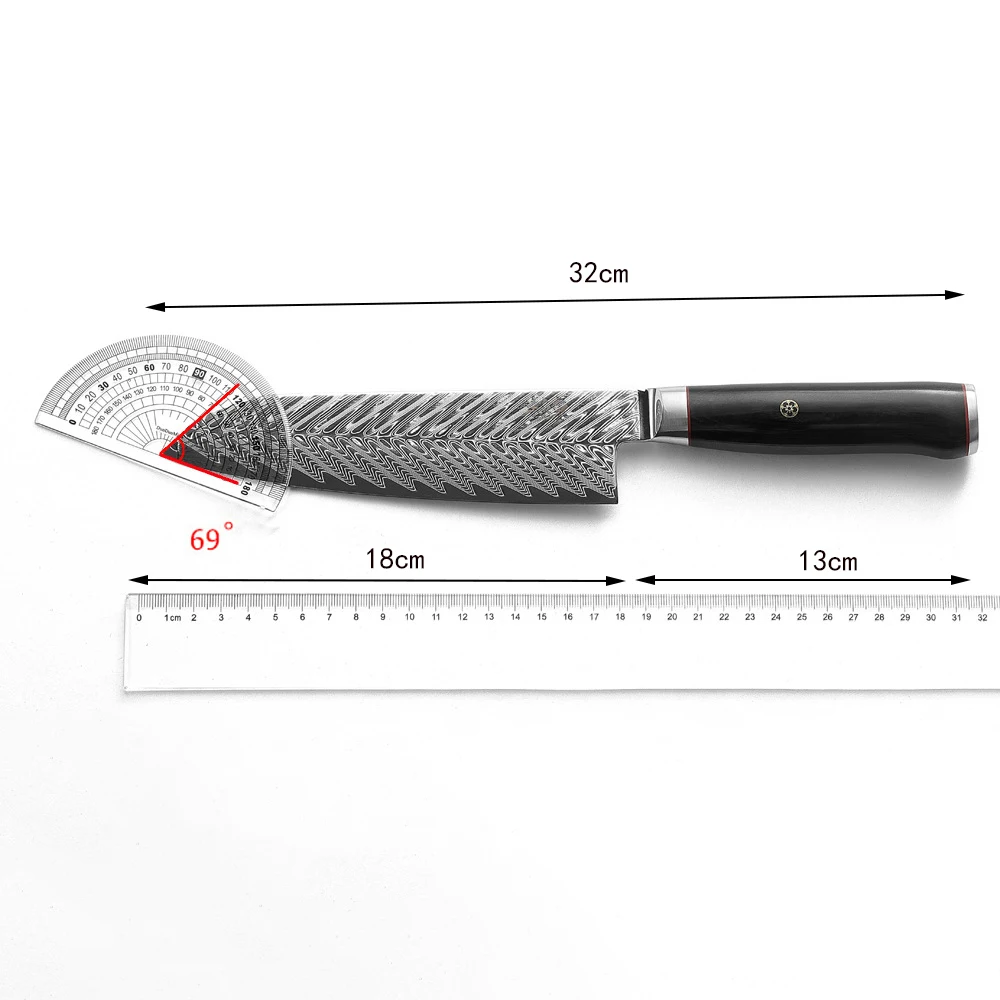 7 Inch Santoku Knife With Walnut Sheath 73-Layer Damascus Steel 10Cr15Mov Blade Chef Cleaver Professional Japanese Kitchen Knife