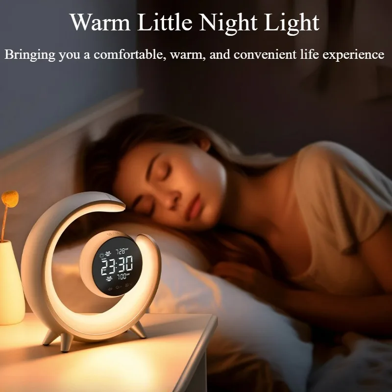 Colorful Atmosphere Bedhead Desk Lamp White Noise Touch Dual Alarm Clock Night Light Decoration Bedroom Office Children's Gift