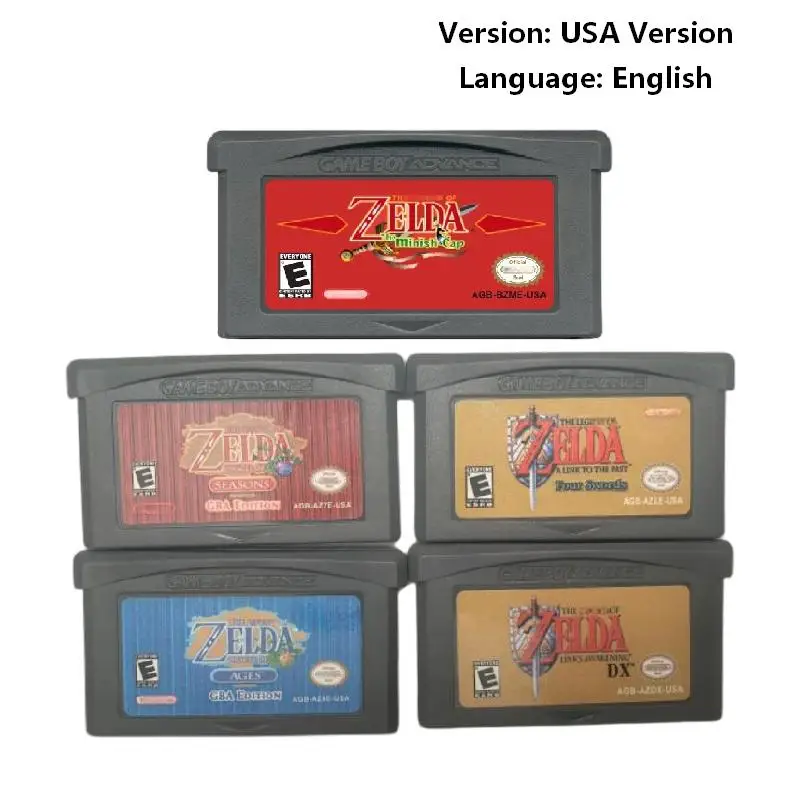 GBA Adventure Game Cartridge Legend of Zelda USA Version, English Language, Compatible with Game Boy Advance Console, 5 Options