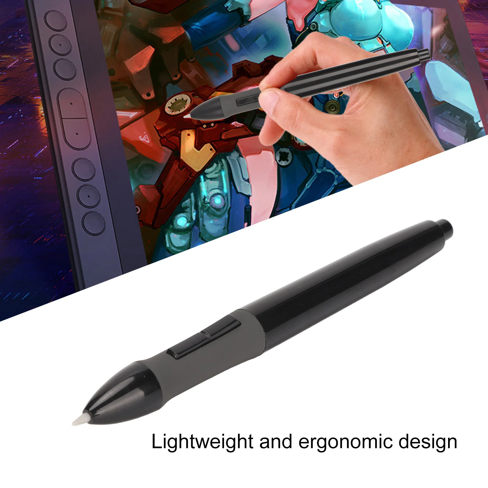 Lápiz óptico sensible adecuado para Huion GT‑191/GT‑221 PRO/GT‑156HD V2/GT‑220 V2, lápiz óptico sensible a la presión de 8192 niveles