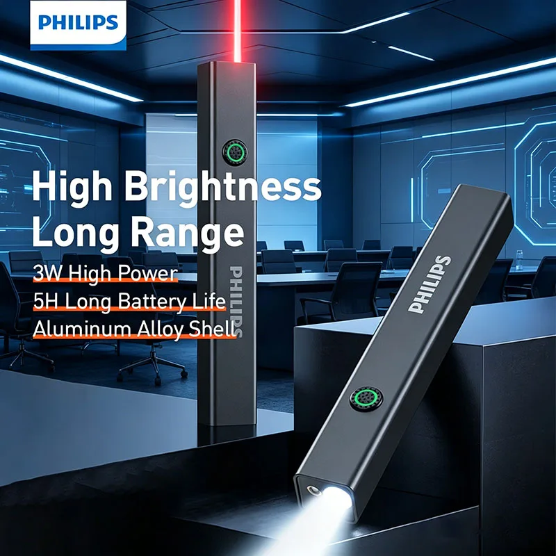 

Фонарик PHILIPS SFL2555, лазерный свет для развлечения кошек, 5 режимов работы с красным и белым светом, 2-в-1, подходит для путешествий, кемпинга, дома