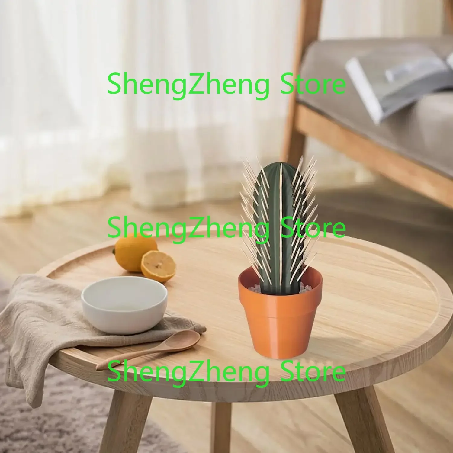 1Pcs Cute Cactus Shaped Toothpick Dispenser for Home Decoration  Creative Gift Ornaments（Stones Are Not Included） view 3