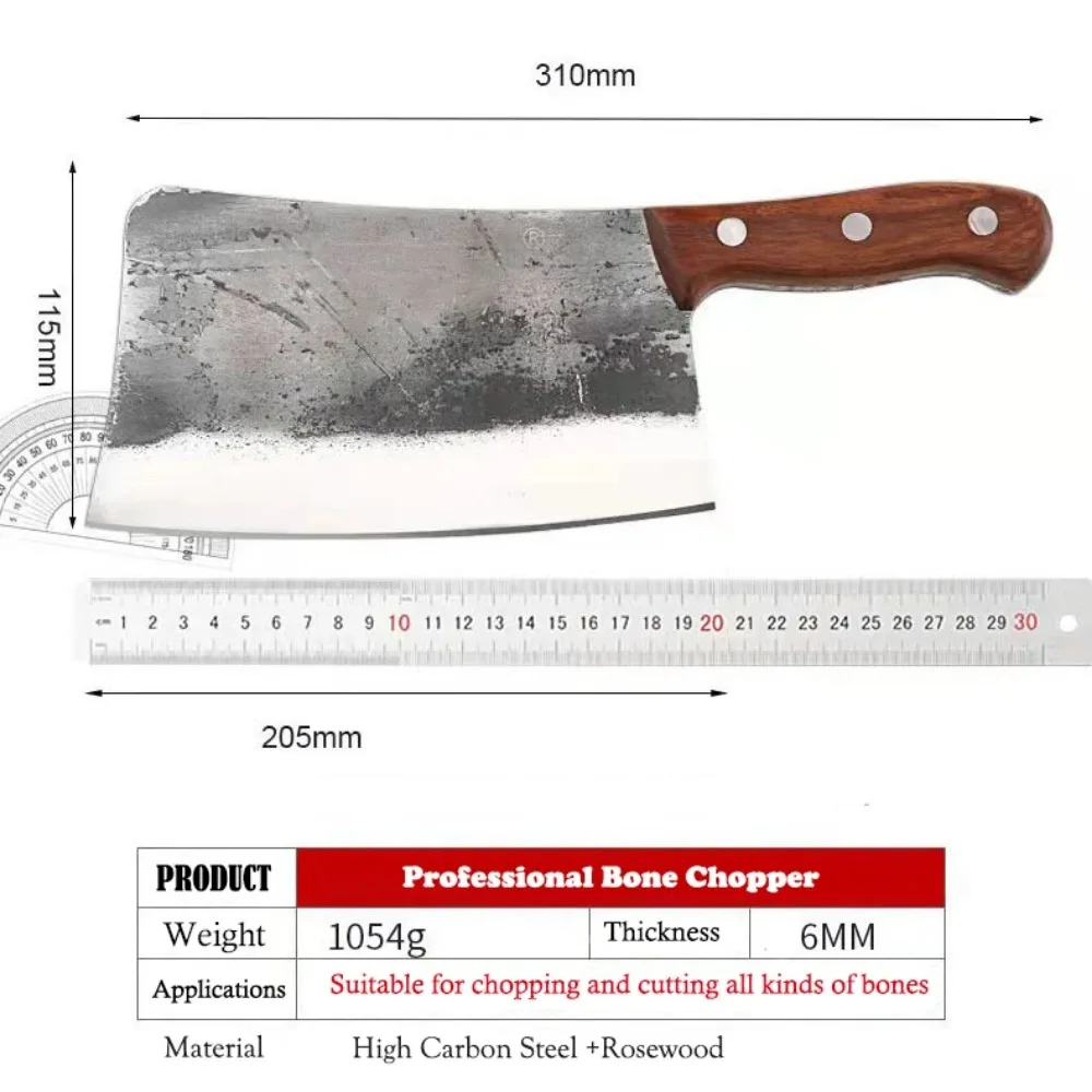 1 KG Chopping Knife Handmade Forged Kitchen Bone Knife Butcher Best Tools Durable Hard Blade Chopper Kithen Knife Forged Cleaver