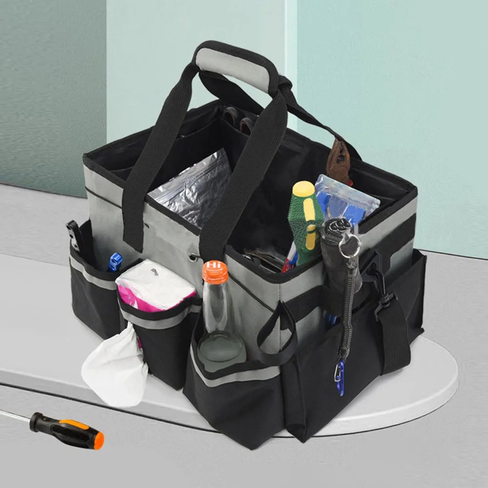 Cleaning Caddy Bag Large Capacity Cleaning Supplies Organizer Multi-Functional Cleaning Tool Organizer Bag Oxford Storage Bags