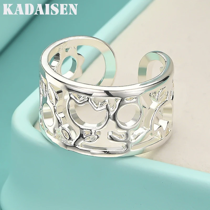

925 Sterling Silver Hollow Round Ring For Women Wedding Engagement Party Fashion Jewelry