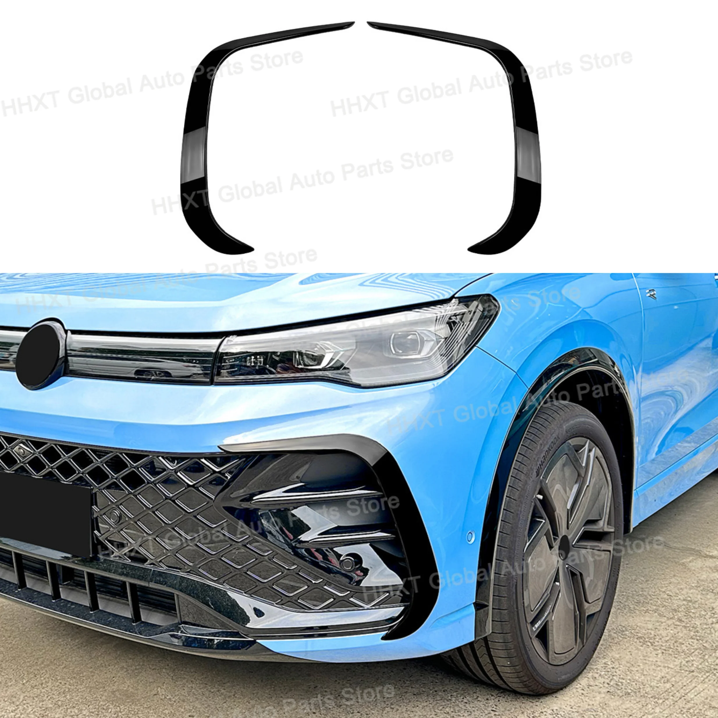 Car Front Bumper Spoiler Fog Lamp Grill Trim Wind Knife for VW TIGUAN MK3 Rline 2024+ 2PCS ABS Car Body Kits Accessories Tuning