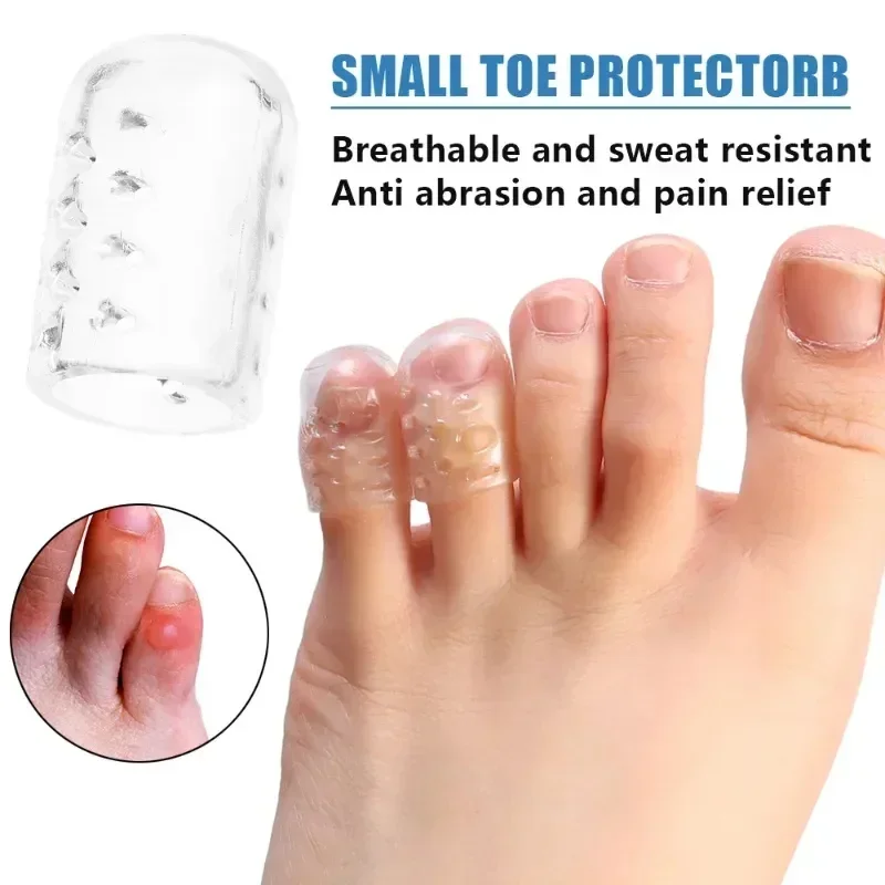 5/100pcs Transparent Silicone Toe Covers Women Gel Little Toes Protector Tube Foot Care Finger Caps Elasticity Prevents Blisters