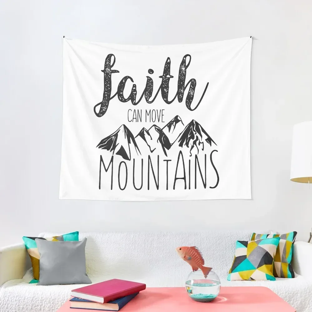 

Faith Can Move Mountains - Matthew 17:20 - Bible Verse Tapestry Decorative Wall Home Decorating Tapestry