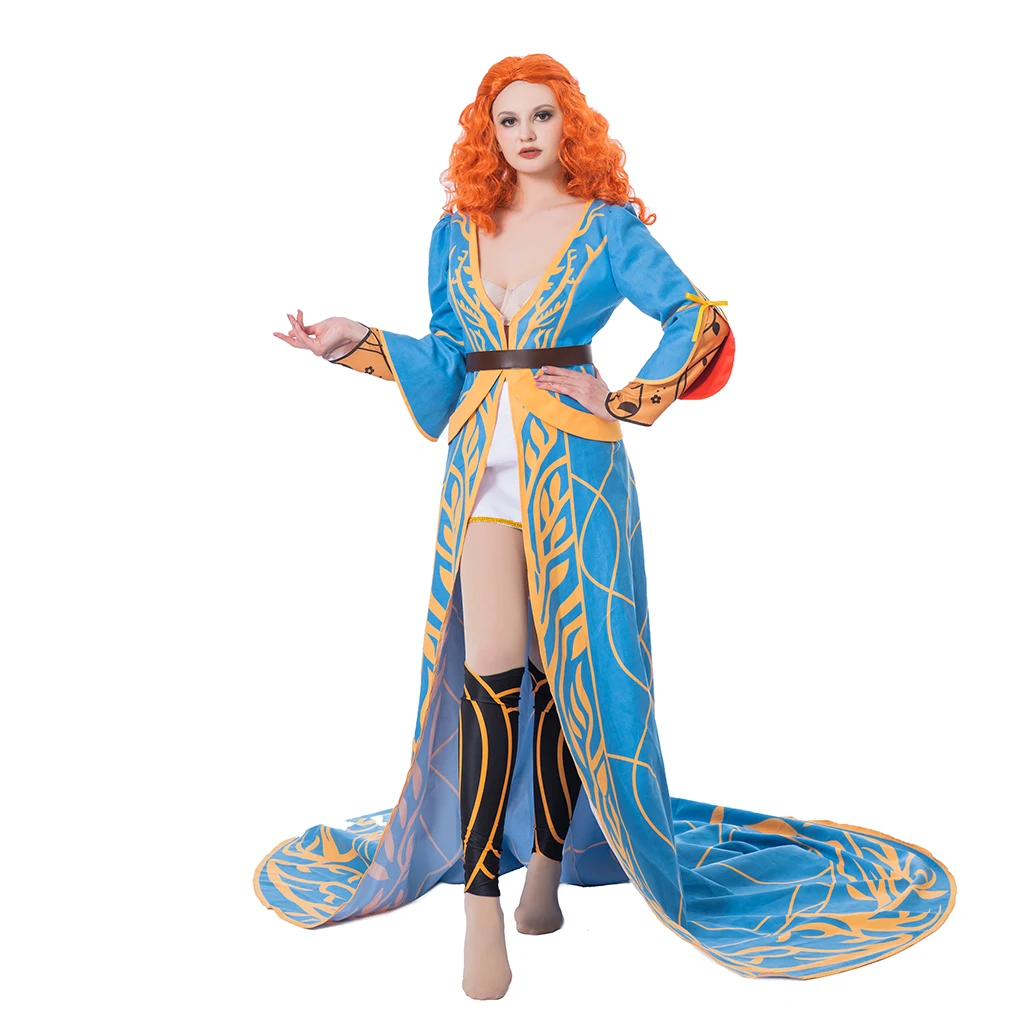 Triss Merigold Cosplay Costume Women's Sexy Dress Robe with Accessories Halloween Carnival Outfit