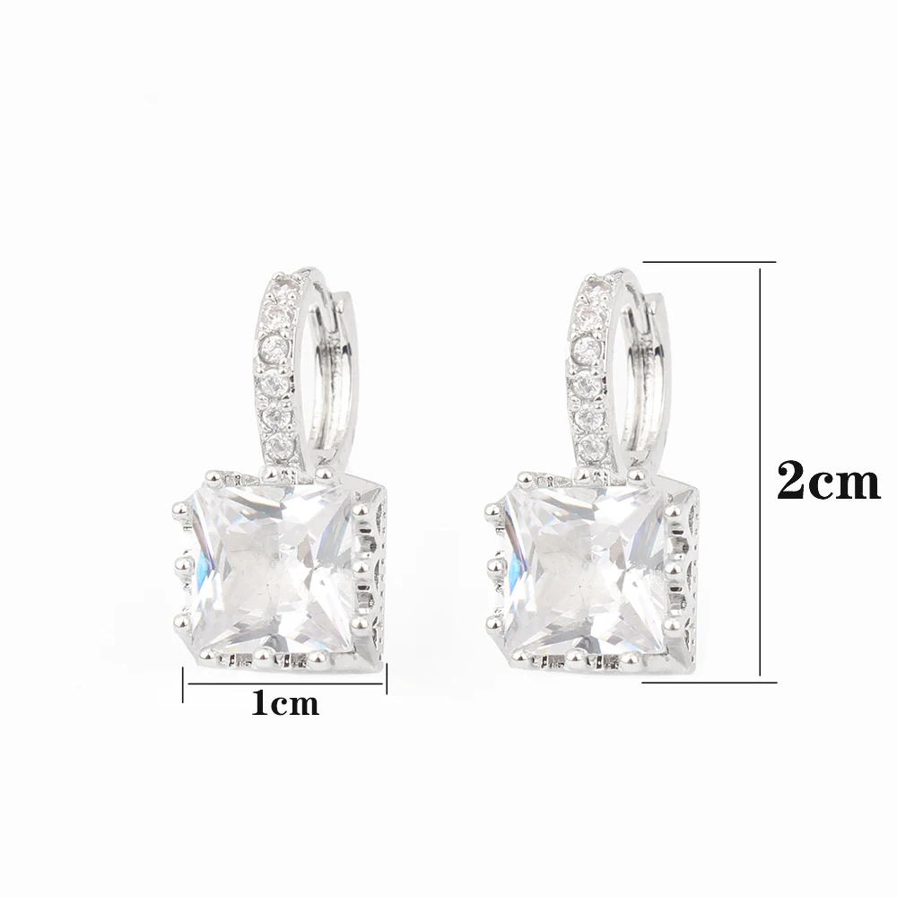 Emmaya Classic Square Cubic Zircon Shape Earring Women&Girls Delicate Dress-Up Banquet Fashion Ornament Muliticolors Choice